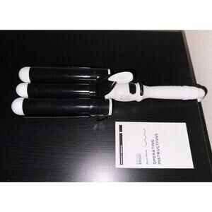 BondiBoost Wave Wand 3-Barrel Hair Waver White/Black - New No Box